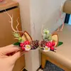 Diadema Luminosa Navideña de Dibujos Animados Pinzas para el Cabello Diadema Dulce Linda de Astas Ambiente Pinzas de Felpa para el Cabello para Niños