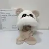 Gorro con Bufanda Integrada de Dibujos Animados para Niños, Protección para los Oídos, para Niños y Niñas, Felpa Gruesa Caliente, Cortavientos, Peluche, Gorro para Bebé