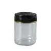 Fabricante Botella de Plástico Transparente de Boca Ancha Pet Botella de Plástico para Miel 200ml Tapa de Rosca de Presión Negra Botella para Polvo Medicinal Cápsula