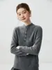 Suéter de cashmere gola alta para mulheres, novo suéter de tricô grosso de corte solto, top de cashmere modelador, segunda pele