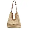 Bolso Tejido Calado para Mujer, Bolso Casual de Hombro para Verano, Bolso Cruzado de Gran Capacidad para Playa y Vacaciones