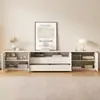 Mesa de Centro Sala de Estar Hogar Moderno Simple Estilo Crema Mueble de TV de Pie Madera Maciza Apartamento Pequeño Almacenamiento Almacenamiento Mueble de TV