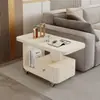 Carrinho com Rodízios para Mesa de Centro Móvel Estilo Creme para Casa 2025 Novo Modelo Luxo Leve High-End Minimalista Mesa de Centro para Sala de Estar