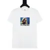 Camiseta de Manga Curta Supreme, Marca de Moda Americana de Peso Pesado, Estampa Clássica de Letras, Gola Redonda Boxy, Caimento Solto, Manga Meia-Manga para Homens e Mulheres