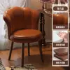 Taburete de maquillaje retro de madera maciza usado, silla de maquillaje giratoria para el hogar, taburete con respaldo para tocador, dormitorio de niña, lujo ligero