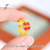 Anillo de Lujo Chapado en Oro de 24 Quilates con Diseño de Calabaza Incrustada de Diamantes, Flor de Lirio y Huevo de Paloma en un Nuevo Estilo Chino
