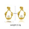 Aretes de Perlas de Oro de 18K de Moda Europea y Americana para Mujer, Aretes Asimétricos de Acero Inoxidable de Alta Gama al por Mayor en Existencia