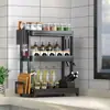 Prateleira de Temperos para Bancada Prateleira de Armazenamento de Condimentos para Temperos Cozinha Óleo Sal Molho Vinagre Prateleira de Armazenamento de Condimentos Porta-Facas