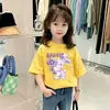 Camiseta de Manga Corta para Niña 2026 Nueva Camiseta de Algodón Puro de Verano para Niños Ropa de Verano para Niños Grandes Top Elegante y Moderno Camiseta para Niñas
