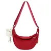 Bolsa de Nylon de Grande Capacidade para Mulheres 2025 Novo Estilo Coreano Simples Bolsa Transversal Alça Larga na Ombro Bolsa de Ombro Cor Pura Bolsa Bolinho