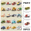 20 adesivos magnéticos originais de veículos, incluindo carros e ambulâncias, adesivos magnéticos macios de geladeira com grafite de desenho animado para decoração