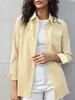 Camisa de Rayas Finas Estilo Europeo y Americano para Mujer, Blusa de Encaje de Alta Gama con Mangas Largas Acampanadas, Ropa para Mujer de Comercio Exterior Transfronterizo