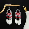 Pendientes de estilo exótico más vendidos, ganchos de oreja clásicos elegantes artísticos vintage, pendientes colgantes de borla de moda huecos versátiles
