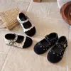 Zapatos de piel para niña 2026 primavera nuevo estilo florales inspirados en Chanel infantiles elegantes de princesa para actuación zapatos Mary Jane