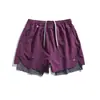 Pantalones Cortos Deportivos Dos en Uno Hechos de Tela Perforada con una Capa Interior de Tela Elástica de Tacto Frío UPF50+ 11409