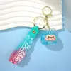 Novo Produto Criativo Acrílico Copo de Chá de Leite Fofo Areia Movediça Preenchida com Óleo Chaveiro Pingente de Bolsa de Casal Pequeno Presente Atacado