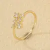 Anillo Abierto de Moda DIY para Mujer con Diamante Microincrustado de Cobre/Platino Chapado en Oro Joyería Europea y Americana Transfronteriza Nuevos Productos