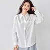 Elegante camisa azul estilo francés OL para mujer, nueva de la primavera 2026, de manga larga, color liso, cuello polo, top chic