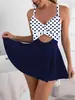 Traje de Baño Bikini Entero con Falda Estilo Europeo y Americano 2026 Transfronterizo Amazon Color Sólido Bloqueo de Color Tankini Traje de Baño para Aguas Termales para Mujeres