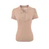 Verão 2026 Novo Estilo Francês Elegante Gola Polo Tricô Manga Curta Feminino Verão Gola Reversível Botão Top Simples e Versátil