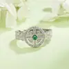 Anillo Trenzado de Encaje de Jade Hetian, Jade de Imitación, Diseño de Nicho de Lujo Ligero para Mujer, Moda de Gama Alta, Anillo Abierto Ajustable para el Dedo Índice