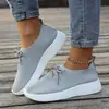 Zapatos de una sola pieza con cordones de encaje tejido transfronterizo europeo y americano para mujer, estilo nuevo transfronterizo de malla transpirable, estilo suela gruesa para fitness, talla grande, venta al por mayor de agujas, talla grande