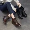 Botines retro estilo británico para mujer, nueva colección otoño/invierno 2026, piel genuina, suela gruesa, punta redonda, diseño original hecho a mano, versátiles botas Martin