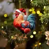 Navidad 2D Acrílico Dibujos Animados Gallo Colgante Árbol de Navidad Colgante Decorativo Lindo Transfronterizo