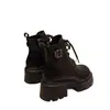 Botas Martin de moda para mujer estilo británico, nueva colección otoño e invierno 2026, forradas de felpa, con cordones, suela gruesa, elegantes botines de motocicleta