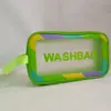Bolsa de Cosméticos Transparente com Borda Colorida Fosca Personalizada, Simples, Portátil, À Prova d'Água, Necessaire, Cosméticos de Viagem, Armazenamento de Grande Capacidade