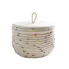 Cesta de armazenamento diversa para mesa de trabalho nórdica, cesta de quarto tecida com corda de algodão com tampa, cesta de armazenamento de cosméticos, caixa de chaves para entrada, transfronteiriço