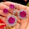 26 novos esquemas de cores, joias Zhuang Sheng Sheng, base de cobre com banho de ouro, corte ninho de pássaro, cor pitaya, conjunto elegante e luxuoso para mulheres, 16-12m