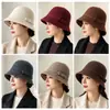 Chapéu de Palha de Tricô com Laço Simples para Mulheres Outono Inverno Aba Curta Chapéu de Pescador Uso Diário no Trabalho Chapéu Quente Moda Chapéu da Moda