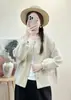 Chaqueta corta acolchada de algodón tipo burbuja para mujer, nuevo estilo otoño 2026, cárdigan casual de cuello redondo de un solo botón estilo coreano top 515