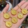 Colgante Redondo de Bebé Buda de la Fortuna de Oro Imitación, Joyería de Oro Arenoso Vietnamita para Mujeres, Mismo Estilo que en la Transmisión en Vivo, Venta al por Mayor y Dropshipping