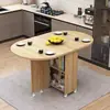 Mesa de jantar dobrável para uso doméstico em apartamentos pequenos, simples, multifuncional, móvel com rodas, adequada para imóveis de aluguel, pequena mesa de jantar retangular