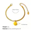 Moda Europea y Americana Colorido Colgante Redondo con 26 Letras Inglesas, Pulsera de Cadena Hueso de Serpiente Plana, Joyería de Nicho Chapada en Oro de 18 Quilates
