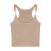 Camisola negra sin mangas para mujer con almohadilla en el pecho, hebilla de metal, prenda exterior pura y elegante, espalda hermosa, chica dulce y picante de verano