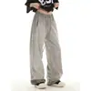 Pantalones Deportivos Rayados para Mujer Otoño Calle Alta Pantalones de Chándal Americanos Sueltos Rectos Casuales