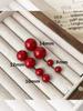 Pendientes de botón con perlas y gorro rojo para mujer, estilo retro de Hong Kong, pendientes rojos con perforación en la oreja, pendientes para dormir sin dormir en Año Nuevo.