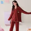 Pijama de algodão puro com mangas compridas e calças compridas para mulheres, novo estilo dopamina de outono, cardigã casual, pode ser usado como roupa externa, conjunto de loungewear
