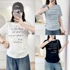 100kg Plus Size Verão Nova Moda Casual Cintura Marcada Estampada Letra Manga Curta Versátil Emagrecedor Camiseta 7648