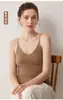 Chaleco Fino de Punto 100% Cachemir sin Costuras de una Sola Pieza con Tirantes Finos tipo Espagueti para Mujer, Cuello en V, Corte Ajustado, Top Base para Otoño/Invierno, Top para Llevar por Debajo