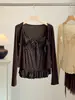 Conjunto de duas peças para mulheres, estilo coreano, doce, com babados, bolinhas, camisola em camadas com cardigã de tricô de manga longa, modelador