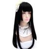 Meiya Lolita Corte Princesa Ji Estilo de Cabello Tres Cuchillas Qi Lolita Peluca Negra Larga Recta Secundaria cos Cabello Falso