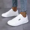Zapatos Casuales de Moda de Color Sólido Four Seasons, Parte Superior de Cuero Blanco, Zapatos Planos de Caña Baja con Cordones para Mujer, Zapatos Deportivos para Exteriores, Zapatos para Correr
