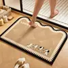 Tapete de chão de banheiro cartoon, tapete absorvente de terra de diatomáceas para entrada de lavatório e vaso sanitário, tapete para os pés resistente à sujeira com absorção rápida de água
