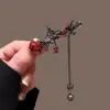 Grampo de Cabelo Vintage com Borboleta e Franja de Rosa para Mulheres, Novo Presilha Lateral, Presilha para Franja da Testa, Acessório de Cabelo Estilo Ins Duckbill