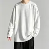 Camiseta de manga larga para hombre, capa interior de otoño para hombre, camiseta base elástica de corte holgado, camiseta estampada estilo coreano ins para hombre