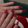 Uñas Portátiles de Navidad Copo de Nieve Amor Brillo Manicura Uñas Postizas Cortas Almendra Mariposa Uñas Largas Europeas y Americanas Venta al por Mayor